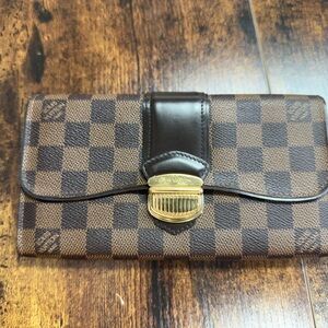 Authentic Louis Vuitton Damier Ebene large clasp Sistina Wallet